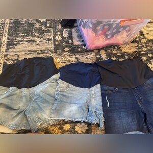 Isabel Maternity by Ingrid & Isabel Women's Denim and Dark Blue Shorts